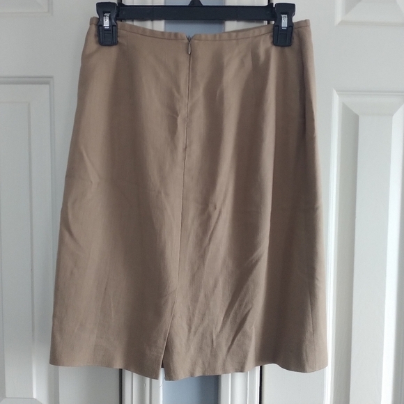 Rena Rowan for Saville Petite Vintage Tan Linen Blend Skirt 10P - Picture 2 of 10